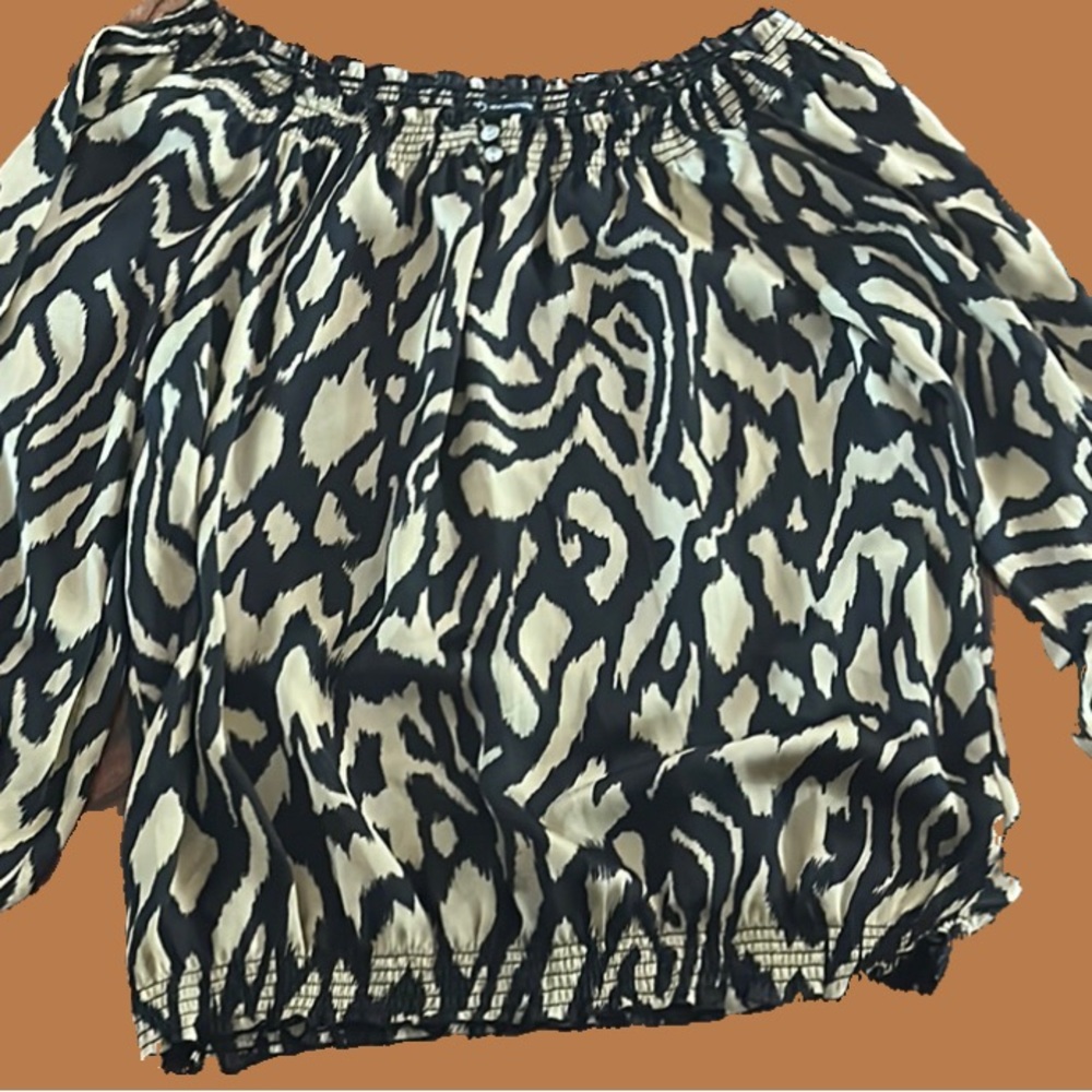 Women's Printed Ruffle Hem Long Sleeve Mock Neck Blouses Top